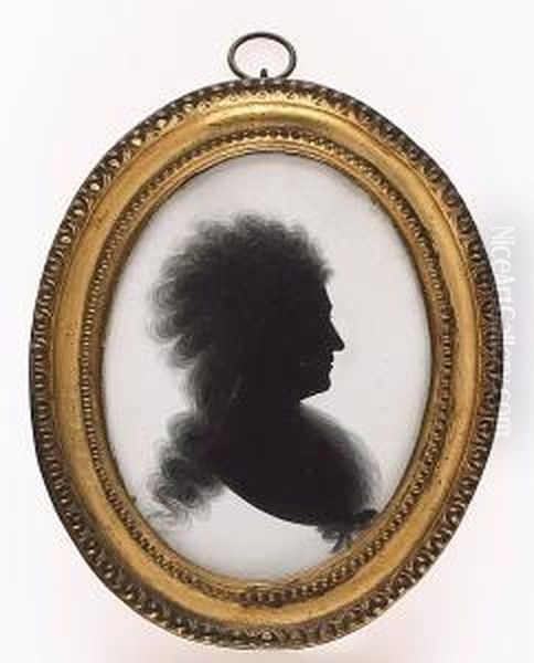 A Silhouette Of A Lady, Profile To The Right, Wearing Oil Painting by J. Thomason