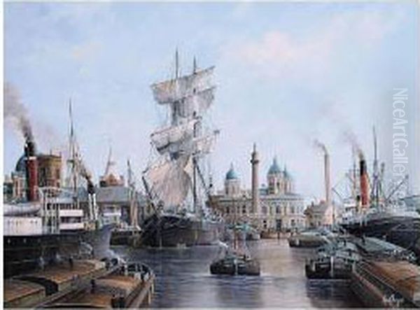 Feeling The Breeze, Princess Dock Oil Painting by Adrian Thompson