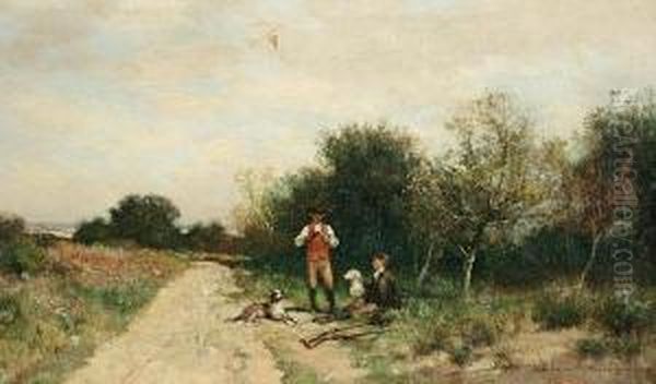 Hunters Taking A Break Oil Painting by Alfred Wordsworth Thompson