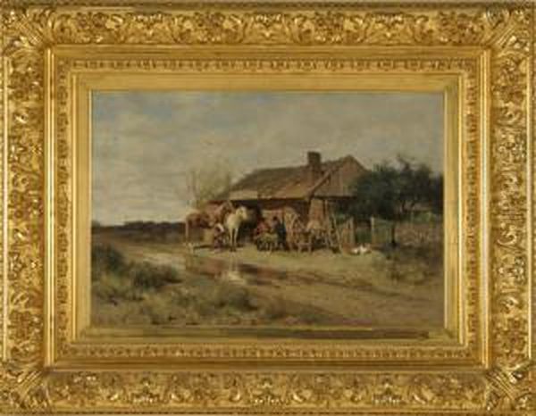 Blacksmith Shop Oil Painting by Alfred Wordsworth Thompson