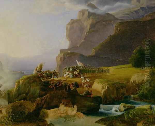 Battle of Thermopylae in 480 BC, 1823 Oil Painting by Massimo Taparelli d' Azeglio