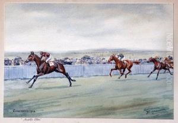 Two Racing Scenes Oil Painting by Algernon A.Cankerian Thompson