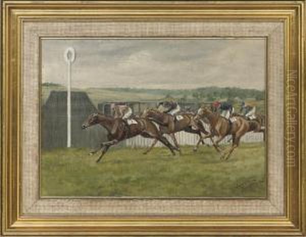 The Steward's Cup Winners, Goodwood. 1929 Oil Painting by Algernon A.Cankerian Thompson