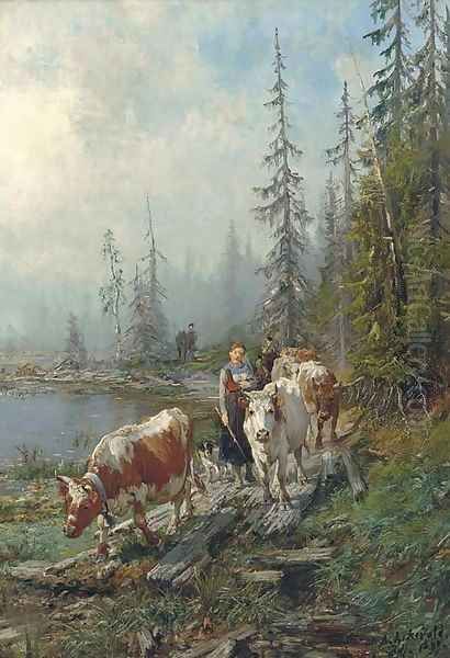 The journey home Oil Painting by Anders Monsen Askevold