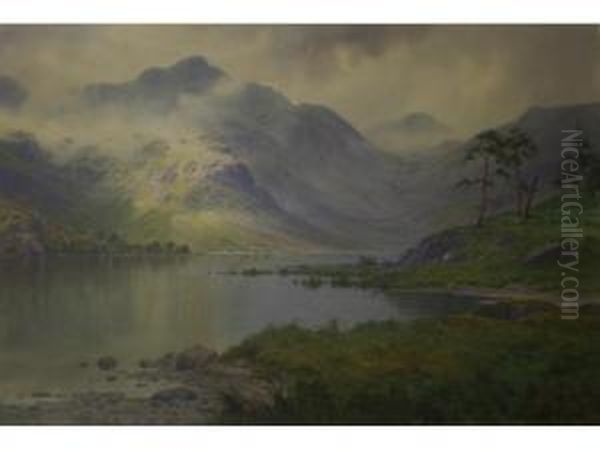 A Passing Gleam: Ullswater From The Patterdale End Oil Painting by Edward H. Thompson