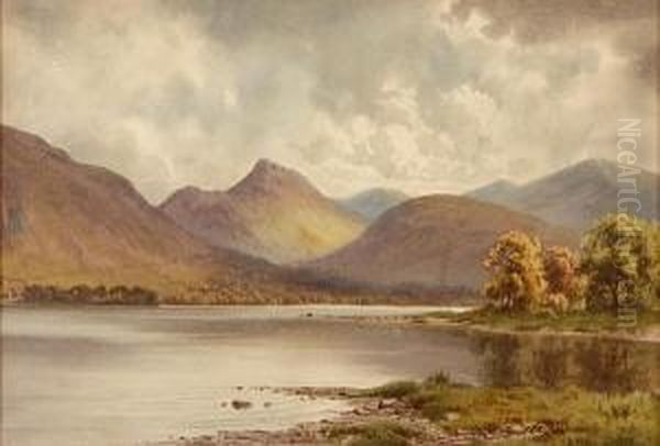 An Extensive Lake District Landscape Oil Painting by Edward H. Thompson