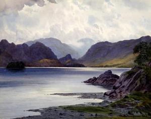 Derwentwater From Brandel How Bay Oil Painting by Edward Horace Thompson