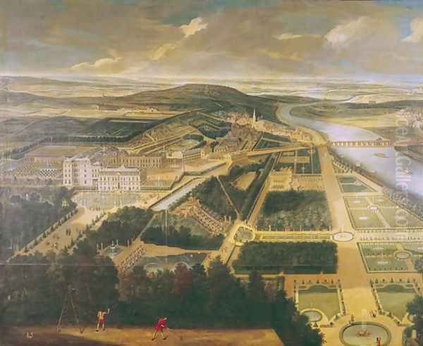 View of the Chateau and Gardens of St. Cloud Oil Painting by Etienne Allegrain