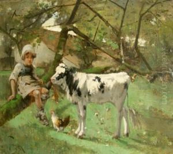 The Farmyard Oil Painting by Harry Ives Thompson