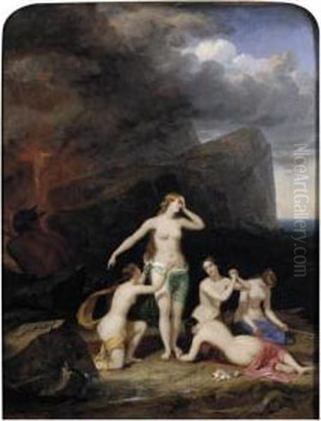 Acis And Galatea Oil Painting by Jacob Thompson