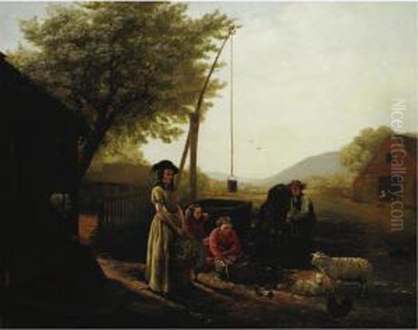 Spring Morning By The Kitchen Door Or Preparing For Market Oil Painting by Jerome B. Thompson