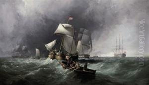 Congested Waters In The Channel Off Dover Oil Painting by Mark Thompson