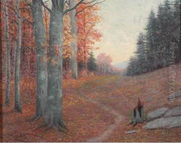 Autumn Lake Oil Painting by Wilfred Thompson