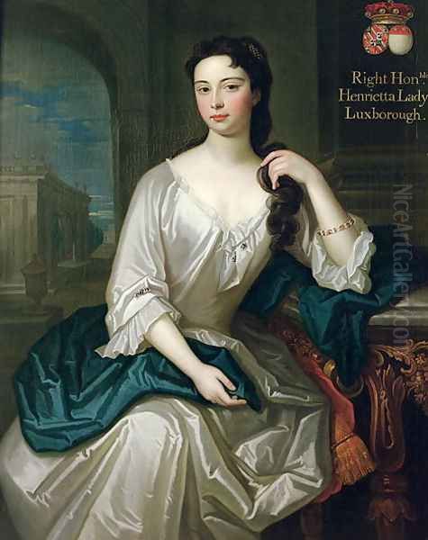 Portrait of Henrietta, daughter of Henry, 1st Viscount St. John, married in 1727 Robert Knight, created Baron Luxborough of Shannon in 1745 Oil Painting by Charles d' Agar