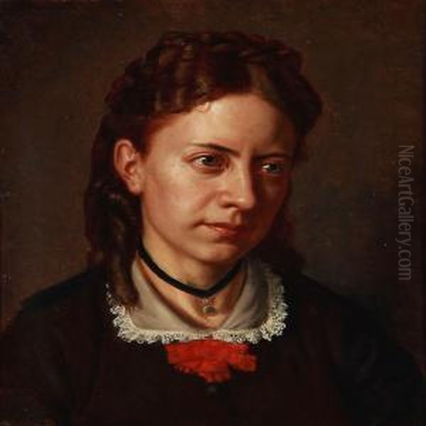 Portrait Of A Young Woman Oil Painting by Carl Christian Thomsen