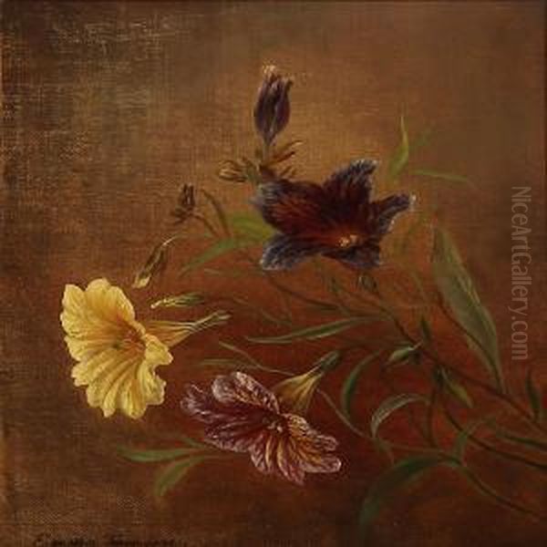 Two Still Lifes With Flowers Oil Painting by Emma Thomsen