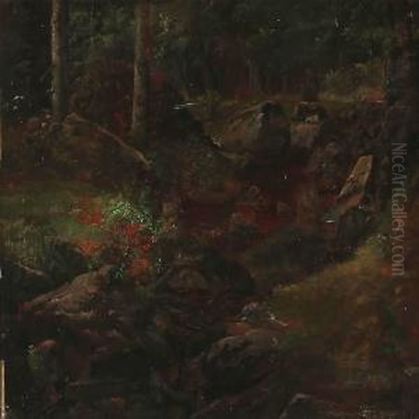 Forest Floor With A Stream Oil Painting by Carl Christian Frederik Jacob Thomsen