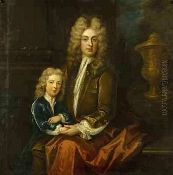 Edward 2nd Viscount Preston and his son Charles Oil Painting by Charles d' Agar