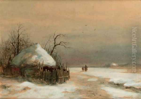 A winter landscape 2 Oil Painting by Louis Apol