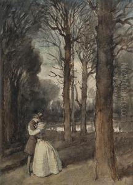 The Lovers In The Forest Oil Painting by Hugh Thomson