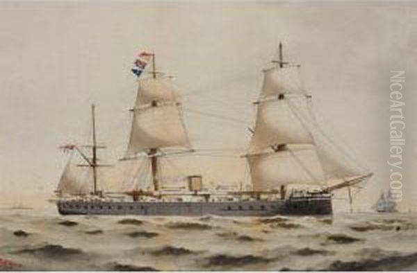 A Naval Vessel; A Study Of A Yacht Oil Painting by John Knighton Thomson