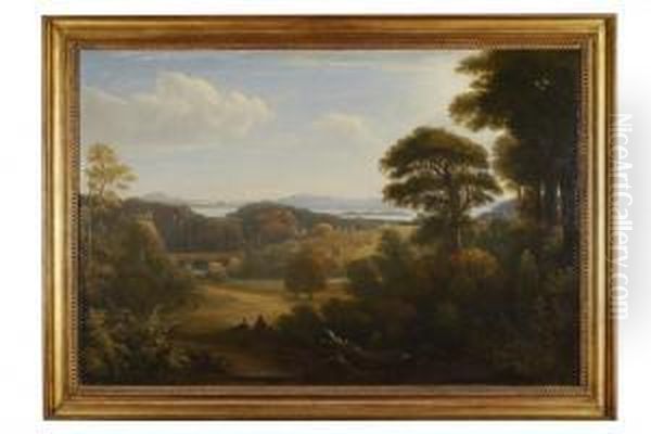 Distant View Of Edinburgh From Donibristle Oil Painting by John, Rev. Thomson Of Duddingston