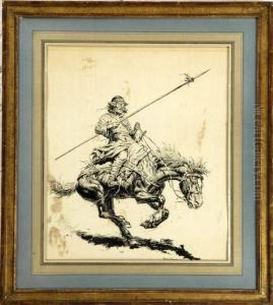 Warrior On Horseback Oil Painting by Rodney F. Thomson