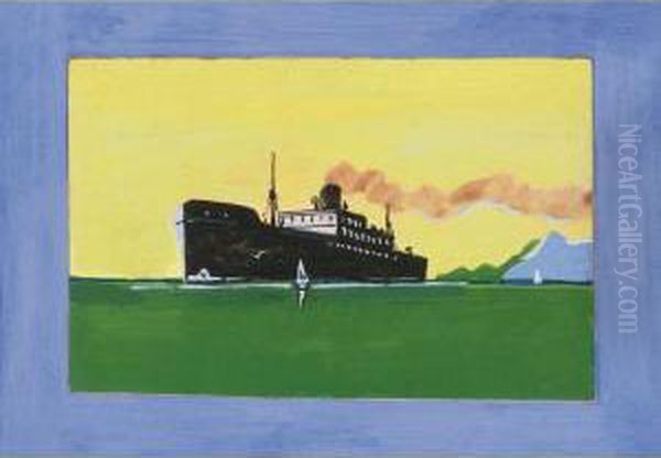 Lake Freighter Oil Painting by Tom Thomson