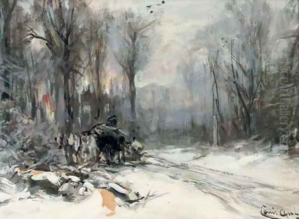 A malle jan in the snow Oil Painting by Louis Apol