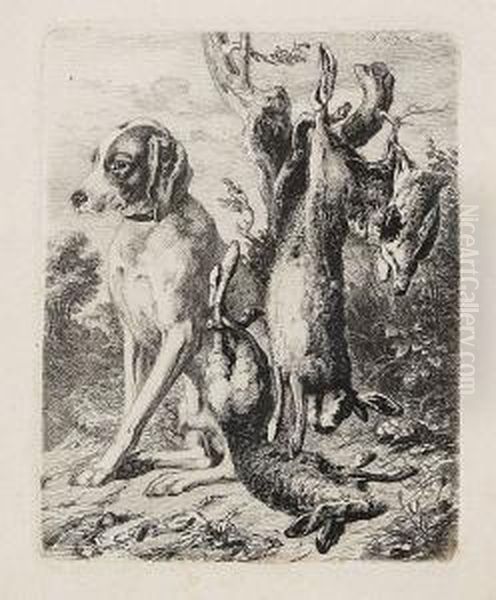 Jagdhund Mit Erlegtem Wild Oil Painting by Sixtus Armin Thon