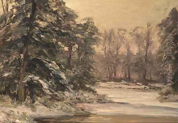 A winter forest Oil Painting by Louis Apol