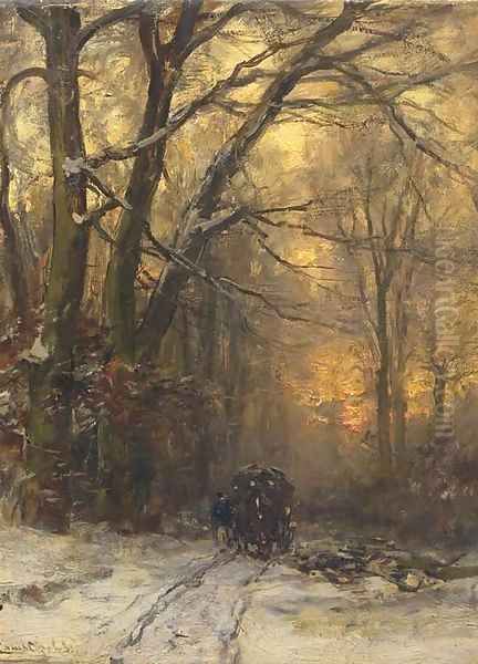 Passing through a forest in winter Oil Painting by Louis Apol