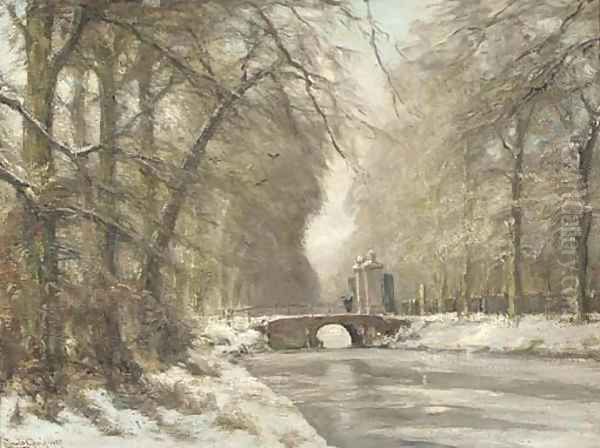 The entrance to Huis ten Bosch in winter Oil Painting by Louis Apol