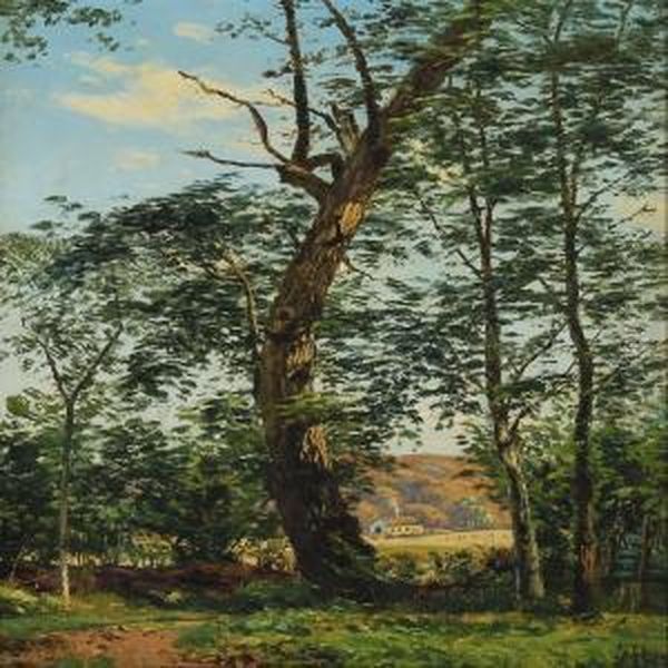 Forrest Scenery Oil Painting by Anton Erik Ch. Thorenfeld