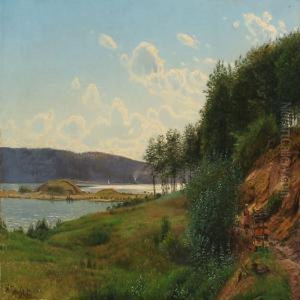 Summer Day At Juel Lake, Denmark Oil Painting by Anton Erik Ch. Thorenfeld