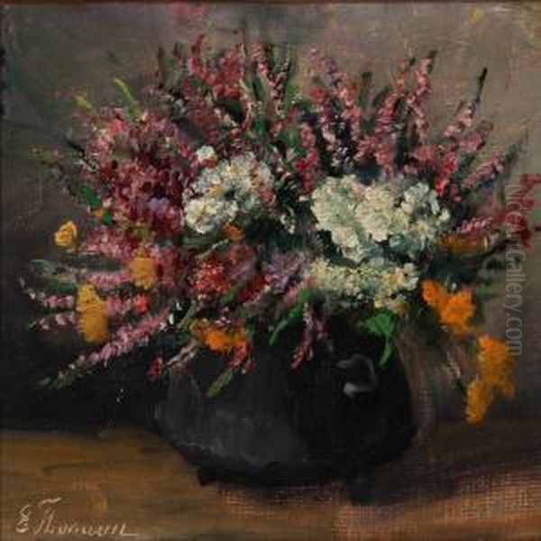 Still Life With Colourful Flowers In A Vase Oil Painting by Emmy Marie Caroline Thornam