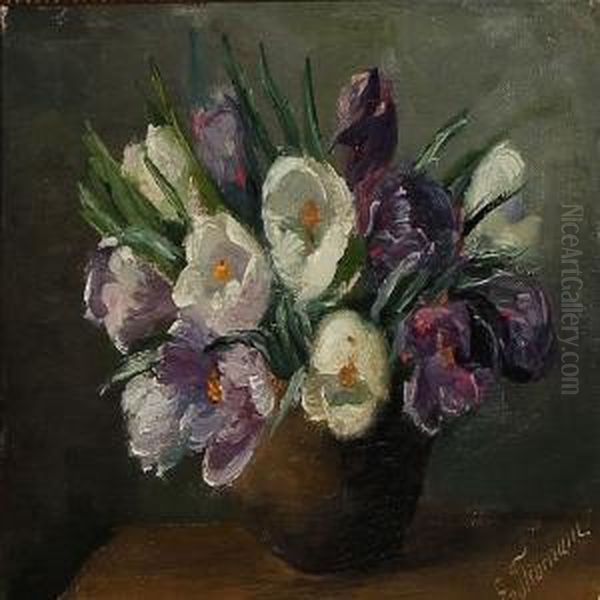 Still Life With Ceocus Oil Painting by Emmy Marie Caroline Thornam