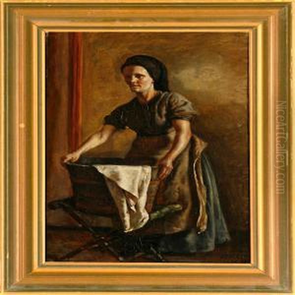 Young Woman With A Washbowl Oil Painting by Ludovica Thornam