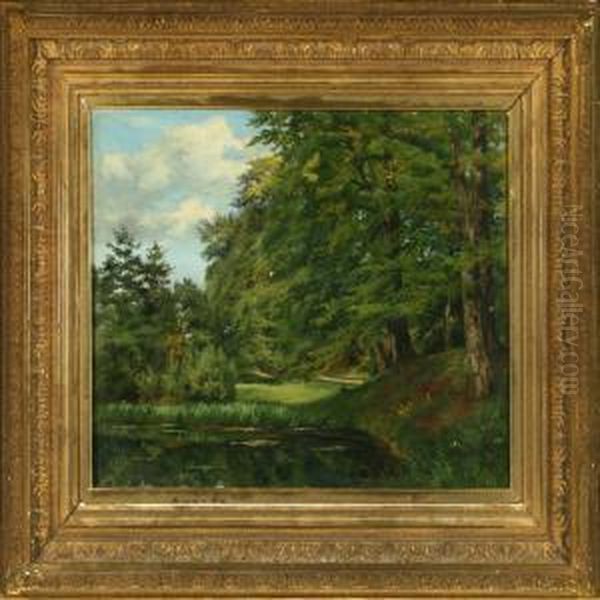 Forest Lake Oil Painting by Marie Thornam