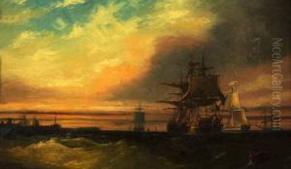 Chatham At Sunset 1869 Oil Painting by Charles Thorneley