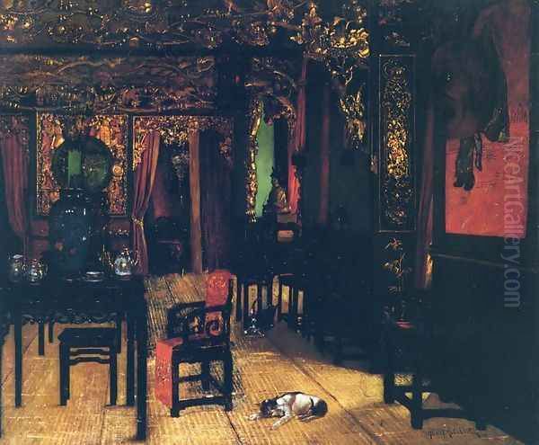 Chinese Interior Oil Painting by Henry Alexander