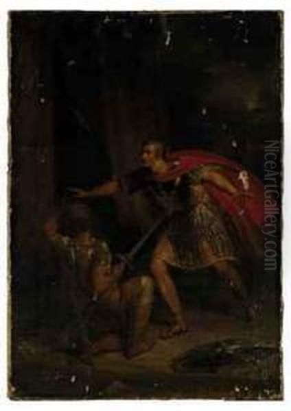 A Roman Duel Oil Painting by Sir James Thornhill