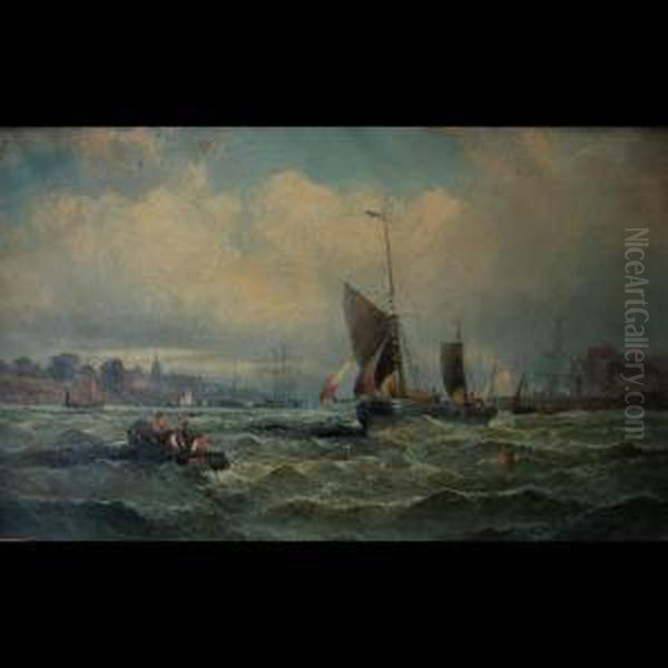 Shipping Views In Heavy Seas Oil Painting by Hubert Thornley