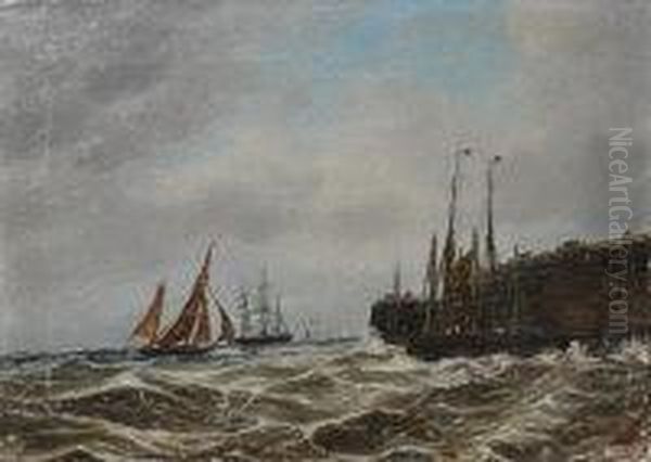 Seascape Oil Painting by William A. Thornley Or Thornber