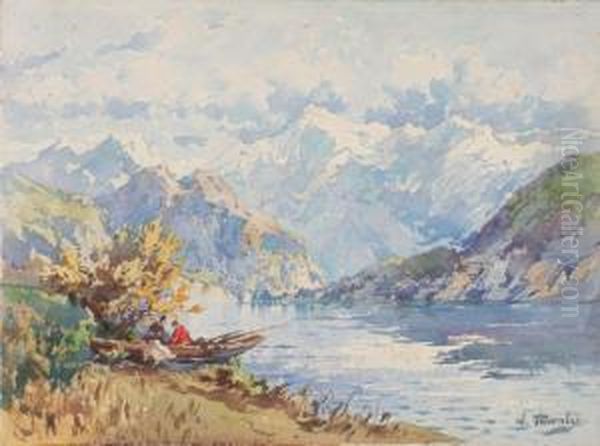 Lac De Montagne Oil Painting by William Georges Thornley