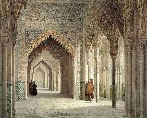 The Court Room of the Alhambra, Granada 1853 Oil Painting by Leon Auguste Asselineau