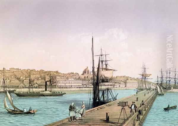 View of the Port of Boulogne, from a series entitled 'La France de Nos Jours', 1856 Oil Painting by Leon Auguste Asselineau