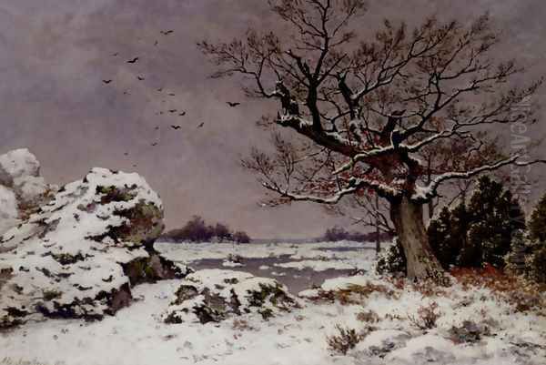 A Winter's Day Oil Painting by Alphonse Asselbergs