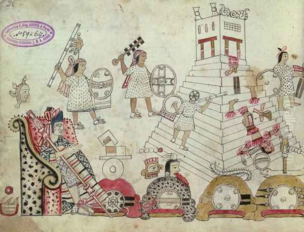 Prisoners of War Sacrificed to the Sun God, from an Aztec Codex Oil Painting by Aztec