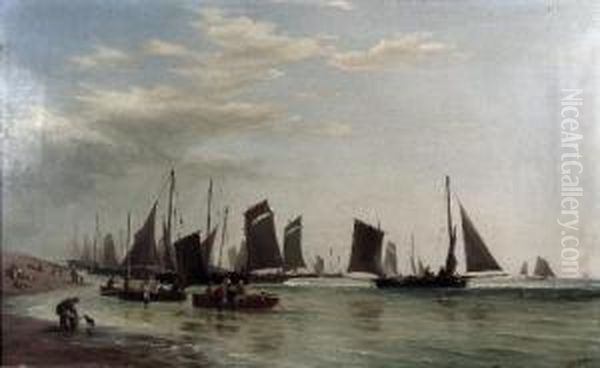 Fishing Boats - 
Hastings Oil Painting by John Thorpe